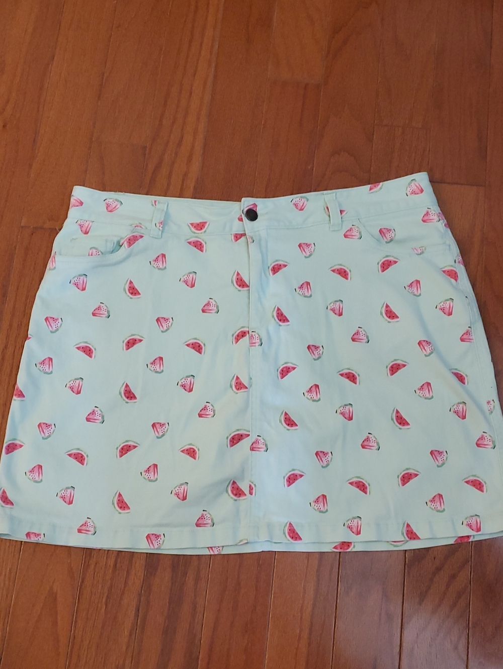 Woman Within Size 16W Women's Watermelon Print Mini Skirt - Mint